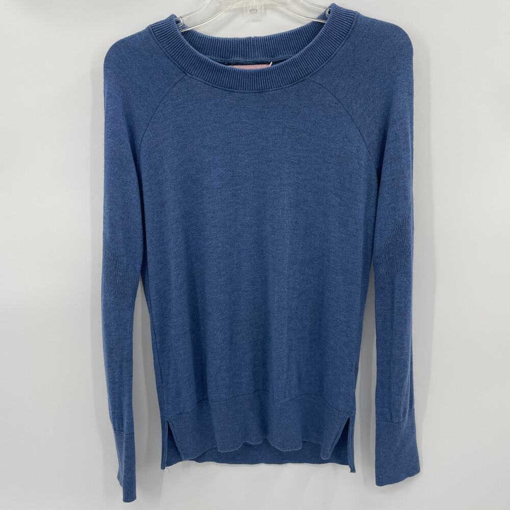 HANNAH ROSE Wool Blend Lightweight Knit Sweater Top Size XS Blue Semi Fitted